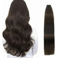 thumbnail image 1 of Aorsher Tape in Hair Extensions Remy Human Hair 18 inches 50g/pack 20pcs Straight Seamless Skin Weft Tape Hair Extensions Brown, 1 of 12