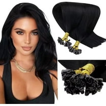 Aorsher U-Shaped Extensions, Human Hair, 50 Strands Keratin Extensions, Hot Melt Pre-Bonded Extensions, Human Remy Straight, 14"