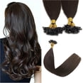 thumbnail image 1 of Aorsher U Tip Hair Extensions Human Hair Hot Fusion Pre Bonded Hair Extensions Natural Nail Tipped Remy Hair Piece 100 Strands/100G 16Inch Dark Brown, 1 of 6