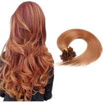 Aorsher U Tip Pre Bonded Remy Human Hair Extensions, 100 Strands Per Package, Nail Tip Italian Keratin Fushion 18Inch, Auburn Hairpiece Long Straight Silky for Women