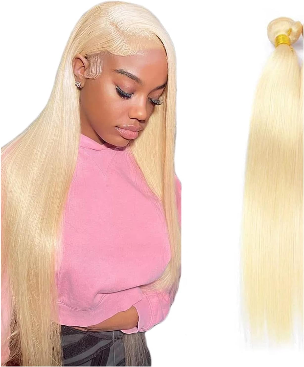 Aorsher Unprocessed Human Hair Bundles Blonde Straight Bundles Human Hair 12Inch 1 Bundle Double Weft Weave Bundles for Women