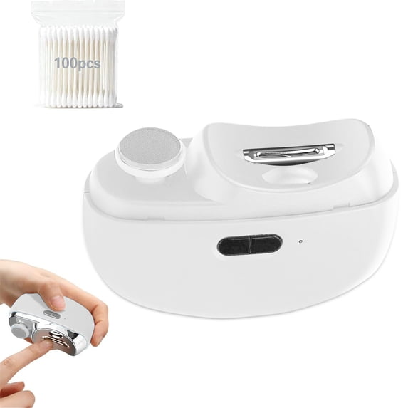 Aorsher Upgraded 3 in 1 Electric Nail Clippers with LED Light, Automatic Nail Trimmer for Seniors, USB Rechargeable Polishing Clipper for Limited Mobility People, White