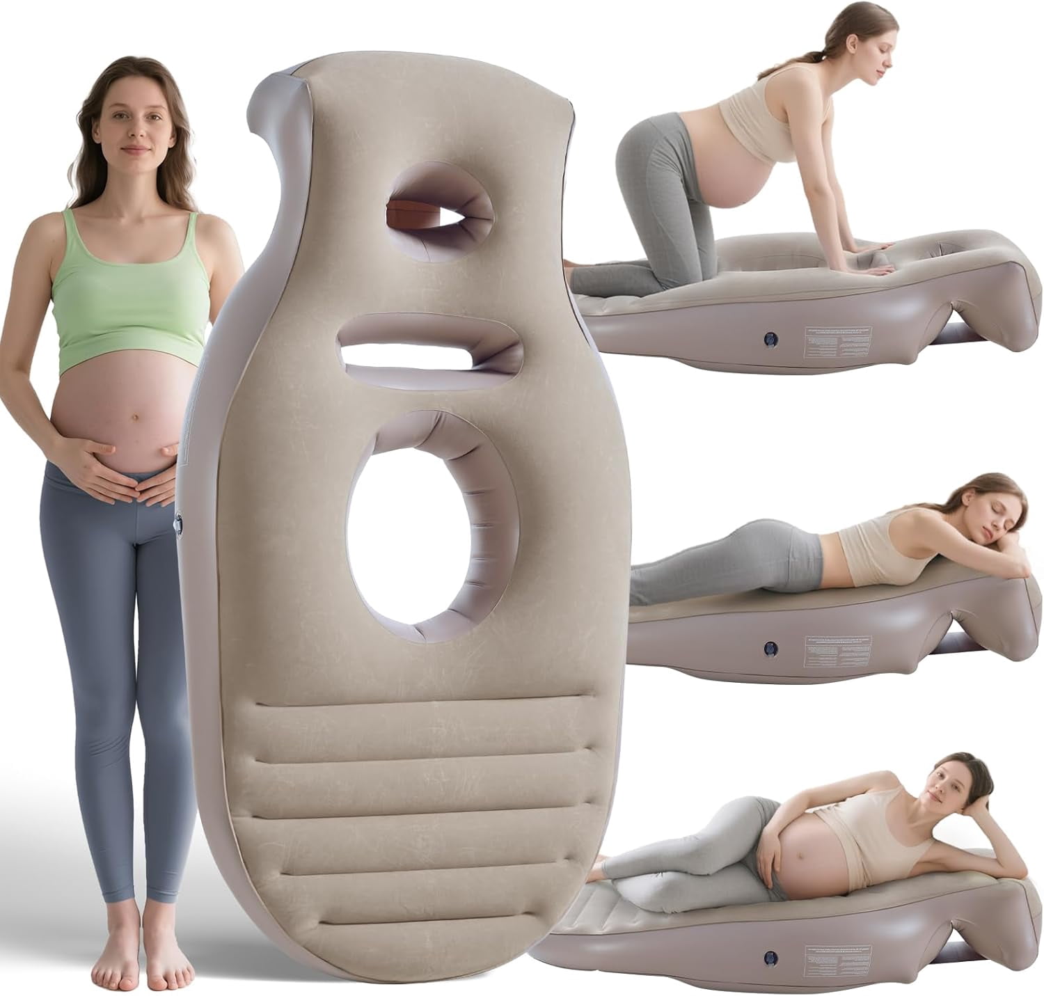 Aorsher Upgraded 70.87” Inflatable Pregnancy Pillow with Belly Hole, Portable Travel Maternity Pillow for Belly Support, Stomach Sleeping, Water Pool Float & Yoga Mat, Pregnancy Resting Must Haves