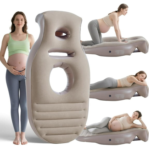Aorsher Upgraded 70.87” Inflatable Pregnancy Pillow with Belly Hole, Portable Travel Maternity Pillow for Belly Support, Stomach Sleeping, Water Pool Float & Yoga Mat, Pregnancy Resting Must Haves