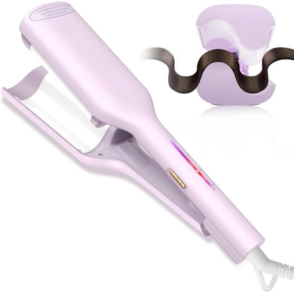 Aorsher Wave Curling Iron, Anti-Scald 2 Barrel Ionic Wavy Curler for Women, 1.4 inch Fast Heating Wand, 4 Temp Ceramic Crimper for Wide Deep Waves