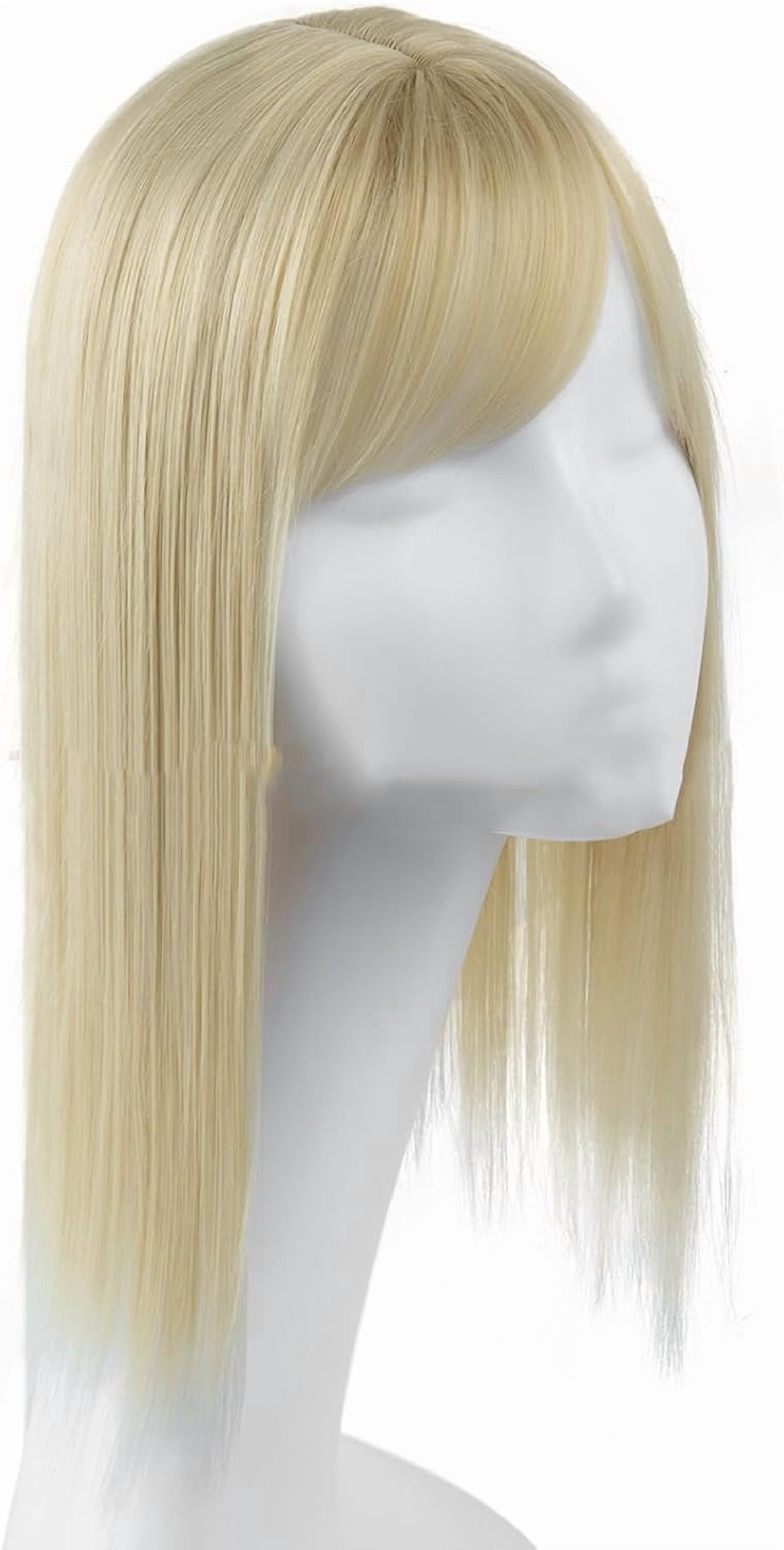 Aorsher Women's Hair Accessories, Synthetic Hair Accessories with Bangs Hair Accessories for Thin Hair, 16 Inch Clip-In Hair Accessories Top Extensions Bleached Blonde