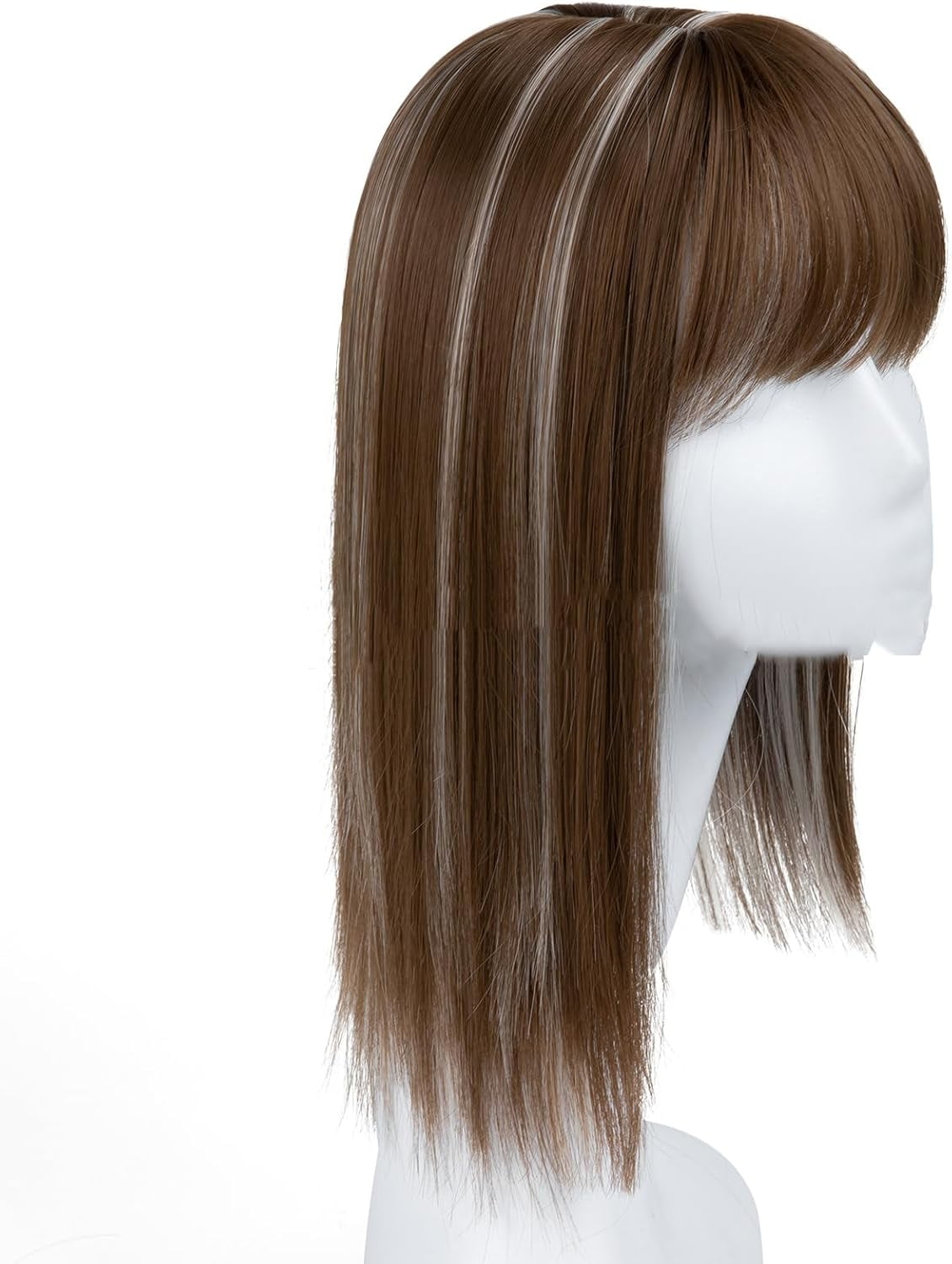 Aorsher Women's Hair Accessories, Synthetic Hair Accessories with Bangs Hair Accessories for Thin Hair, 16 Inch Clip-In Hair Accessories Top Extensions Bleached Blonde
