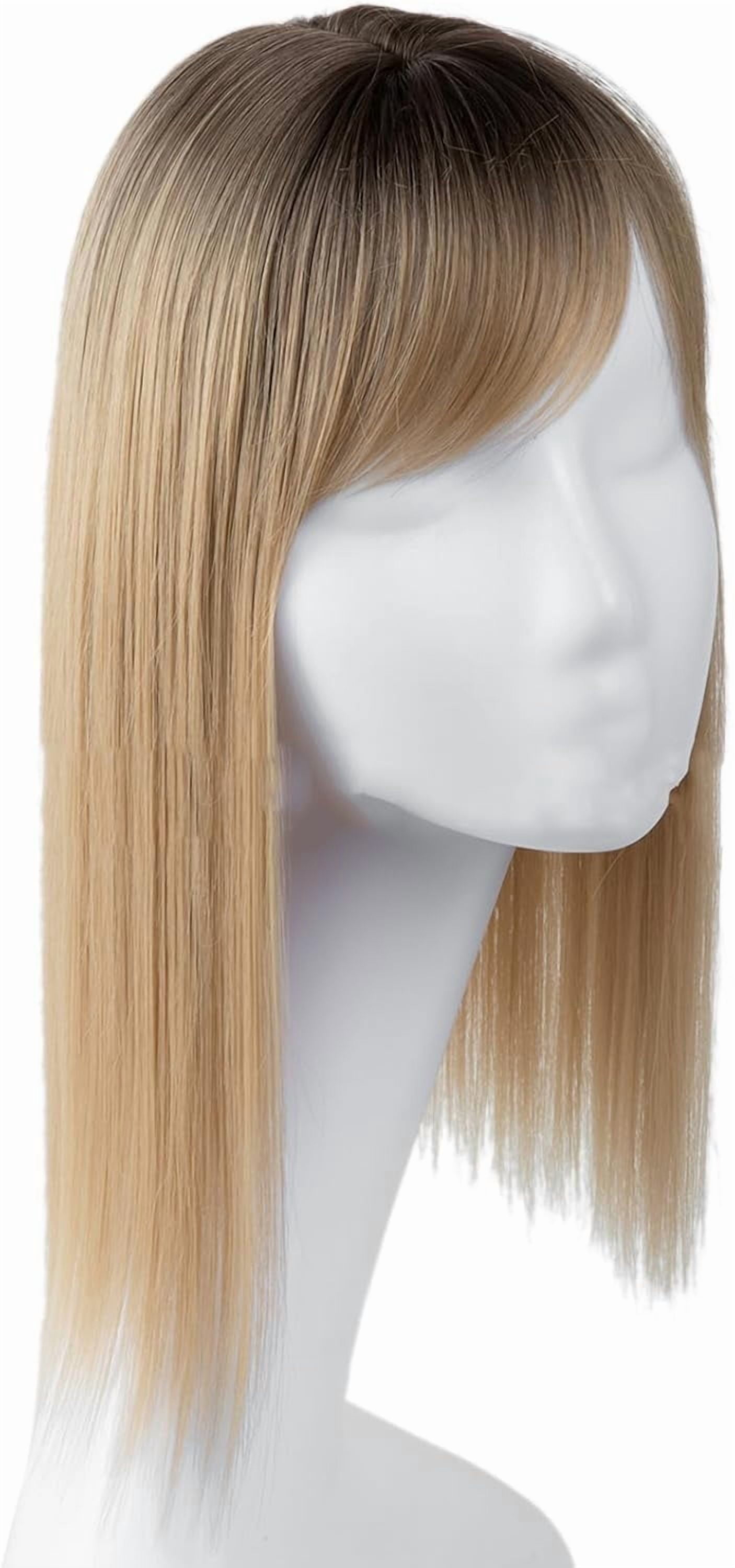 Aorsher Women's Hair Accessories, Synthetic Hair Accessories with Bangs Hair Accessories for Thin Hair, 16 Inch Clip-In Hair Accessories Top Extensions Bleached Blonde