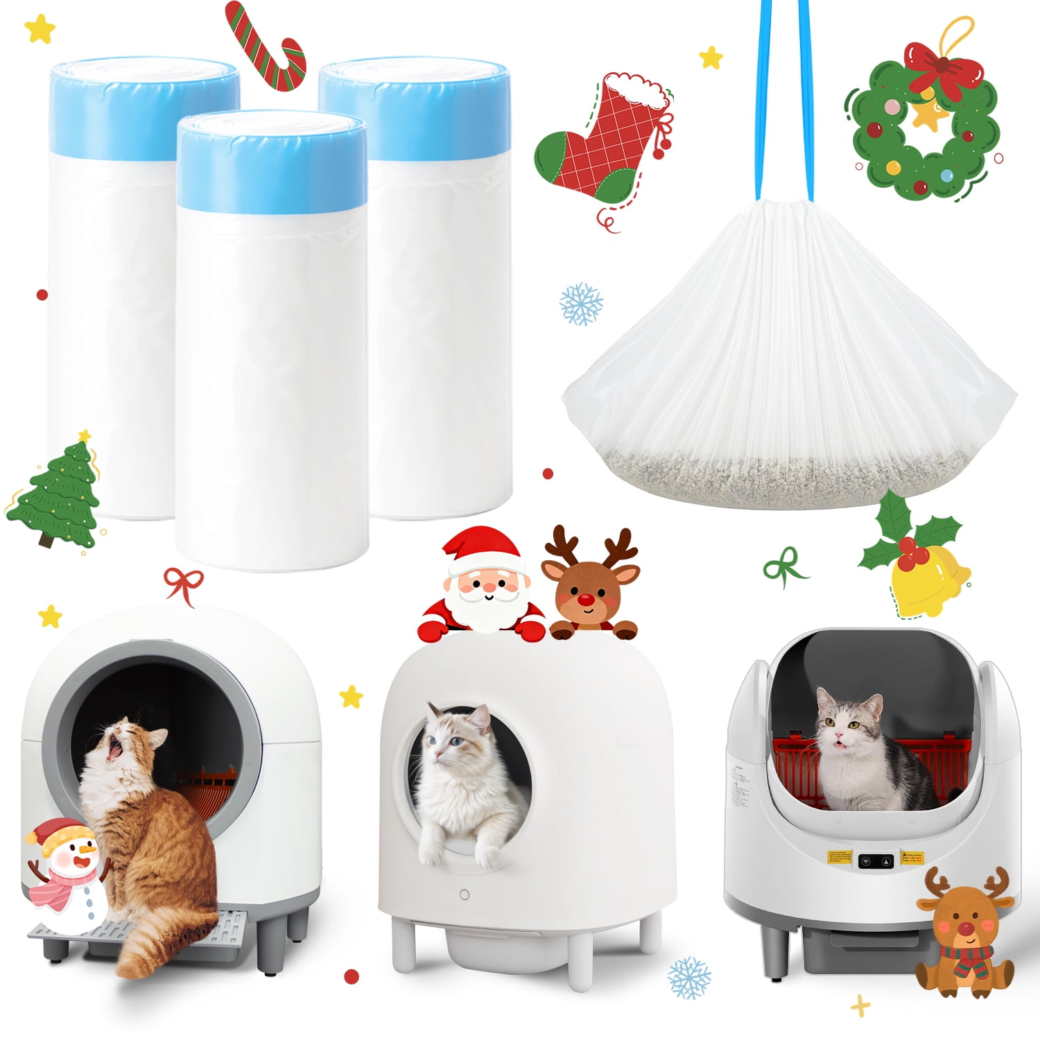 Walmart Coupons of Aoruefar 45 Count Extra Large Cat Litter Box Trash Bags, Cat Litter Waste Receptacles Bags for Cleanpethome Self-Cleaning Cat Litter Box