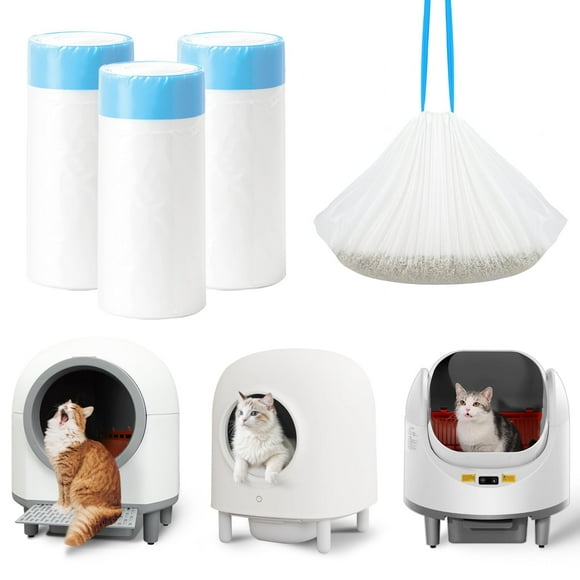 Aoruefar 45 Count Extra Large Cat Litter Box Trash Bags, Cat Litter Waste Receptacles Bags for Cleanpethome Self-Cleaning Cat Litter Box