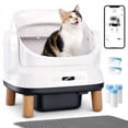 thumbnail image 1 of Large Open-Top Automatic Cat Litter Box Self Cleaning with Safety Protection, APP Control, Odor-Free Waste Disposal, Wood, 1 of 9