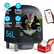 Aoruefar Automatic Self-Cleaning Cat Litter Box with Odor Removal, WiFi APP Control, and Safety Protection, Includes Garbage Bags (Black)