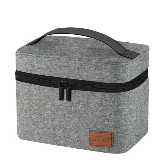 Aosbos Insulated Lunch Bag for Men Women Reusable Lunch Box Cooler with Back Pocket Gray