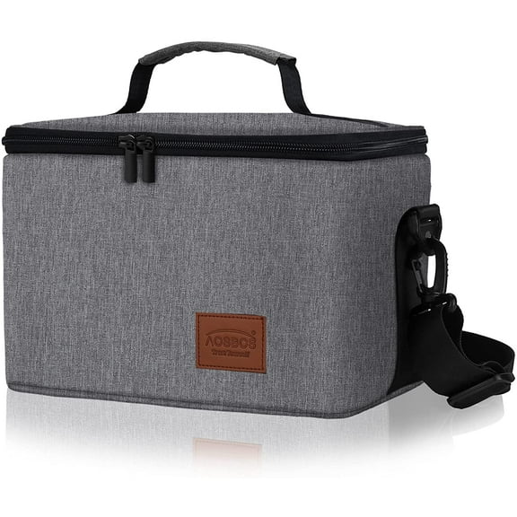 Aosbos Large Insulated Lunch Bag Leakproof Work Reusable Lunch Box for Men Adult Gray