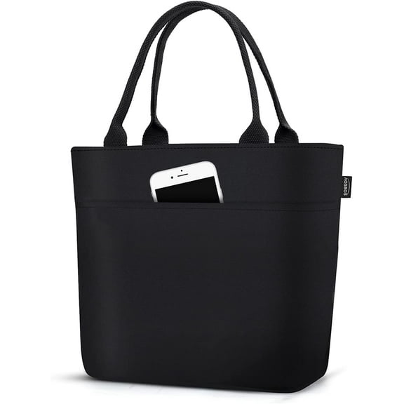 Aosbos Reusable Lunch Bags for Women Insulated Lunch Tote Thermal Leakproof Cooler Bag Black