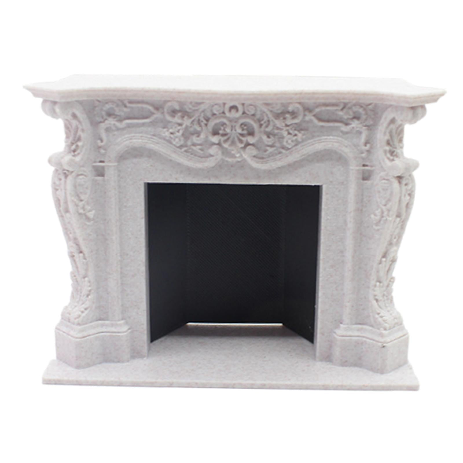 Aosekaa 1/12 Dollhouse Mini Fireplace Backdrop Pretend Play Photo Props ...