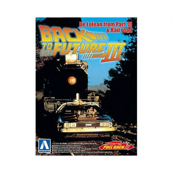 Aoshima Back to the Future 1/43 Pullback DeLorean from Part 3 & Railroad