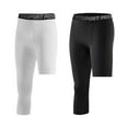 thumbnail image 1 of Aosijia 2 Pack Mens One Leg Tights Legging 3/4 Compression Pants Athletic Base Underwear for Basketball Running Yoga 2XL, 1 of 11