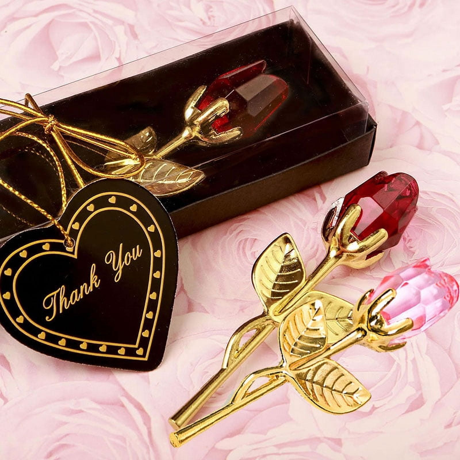 Aosijia 2 Pack Mini Crystal Rose Flower for Valentines Day Artificial ...