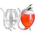 thumbnail image 1 of Aosijia 2 Pack Wine Glass Cup with Built-in Straw Creative Fancy Fun Cocktail Glasses for Juice Wine, 1 of 12