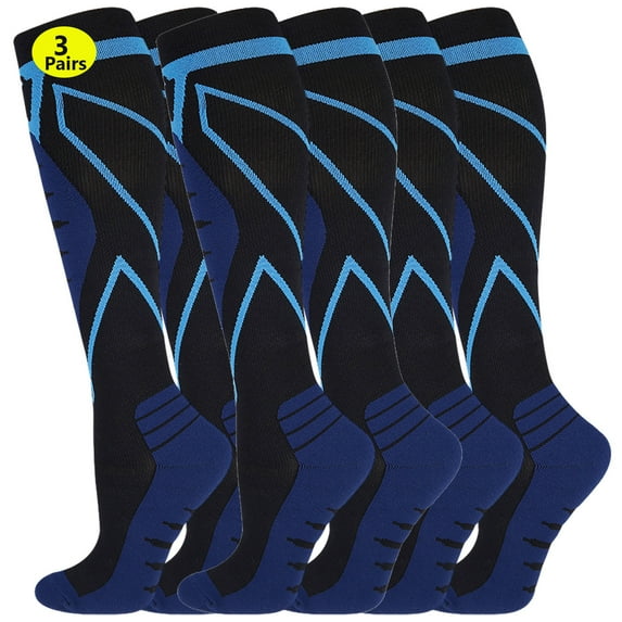 Aosijia (3 Pack) Sport Compression Socks for Men & Women 20-30 mmHg Knee High Closed Toe Circulation Support for Athletic, Travel, Nurse, Pregnant, S