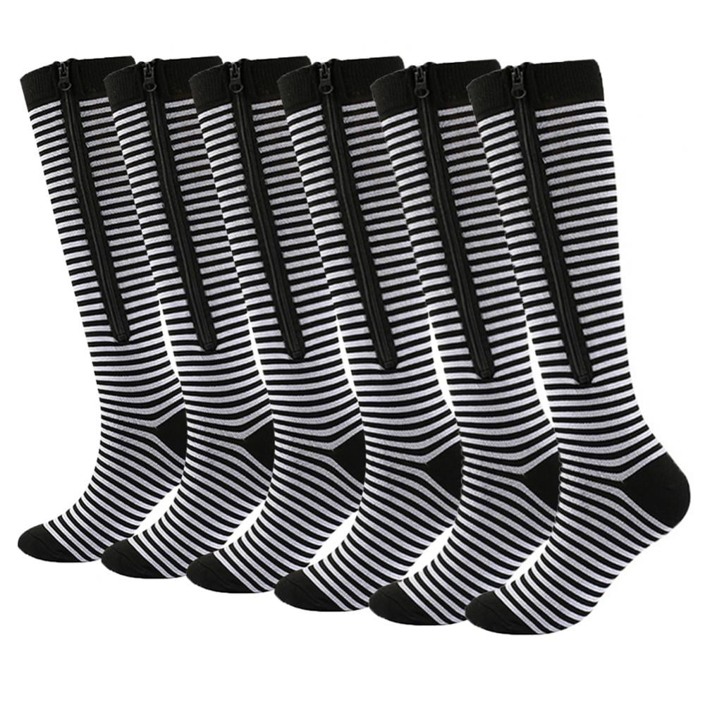 Aosijia 3 Pack Zipper Compression Socks Mens Womens 2030mmHg Calf Knee