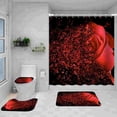 thumbnail image 1 of Aosijia 4 Pcs Bathroom Shower Curtain Set, Rose Shower Curtain Valentines Day Shower Curtain Sets with Rugs, Bath Mat,U Shape and Toilet Lid Cover Mat and 12 Hooks, 1 of 5