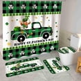 thumbnail image 1 of Aosijia 4Pcs Green St. Patrick's Day Shower Curtains Set with Non-Slip Rugs, Toilet Lid Cover and Bath Mat, Cute Gnomes Waterproof Bathroom Curtain with 12 Hooks 72 x 72 Inch, 1 of 8