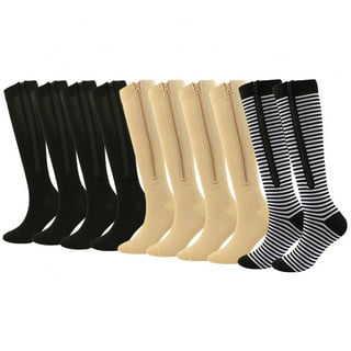 Aosijia Men Women Zipper Compression Socks 2 Pack Zip Up Circulation  Pressure Stockings Zipper Knee High for Support Reduce Swelling & Better  Circulation XL 