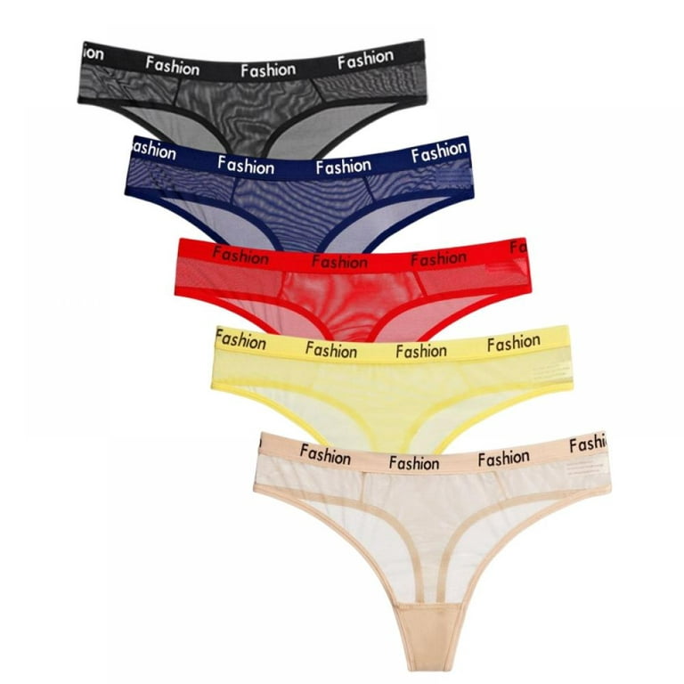Aosijia 5 Pcs Women Underwear Sexy Soft Panties Low Waist Thong