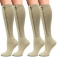 thumbnail image 1 of Aosijia 5XL(2 Pairs) Zipper Compression Socks for Men Women, 15-30mmHg Plus Size Calf Knee High Compression Stockings, Closed Toe Leg Support Socks for Varicose Veins, Swelling, Nurses, Pregnancy, 1 of 10