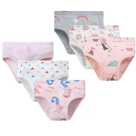 Aosijia 6 Pcs/Set Little Girls Soft Cotton Underwear Kids Breathable Comfort Panty Briefs Toddler Undies