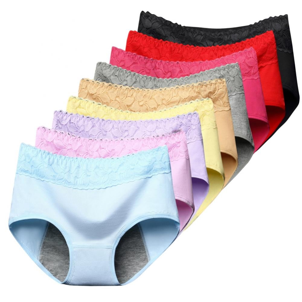 Aosijia 9 Pack Female Physiological Panties High Waisted Leak Proof  Menstrual Women Underwear Period Panties Cotton Seamless Briefs M