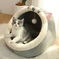 thumbnail image 1 of Aosijia Cat Bed Warm Pet Basket Cozy Kitten Lounger Cushion Cat House Tent Very Soft Small Dog Mat Bag Washable Cave Cats Beds Gray M, 1 of 10