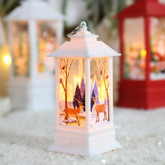 Aosijia Christmas Candle Lanterns Vintage LED Lantern Decorative Xmas Snowman Santa Claus Deer Hanging Lantern Decor Christmas Tabletop Decor Candle Holders for Home Wedding Party Decoration