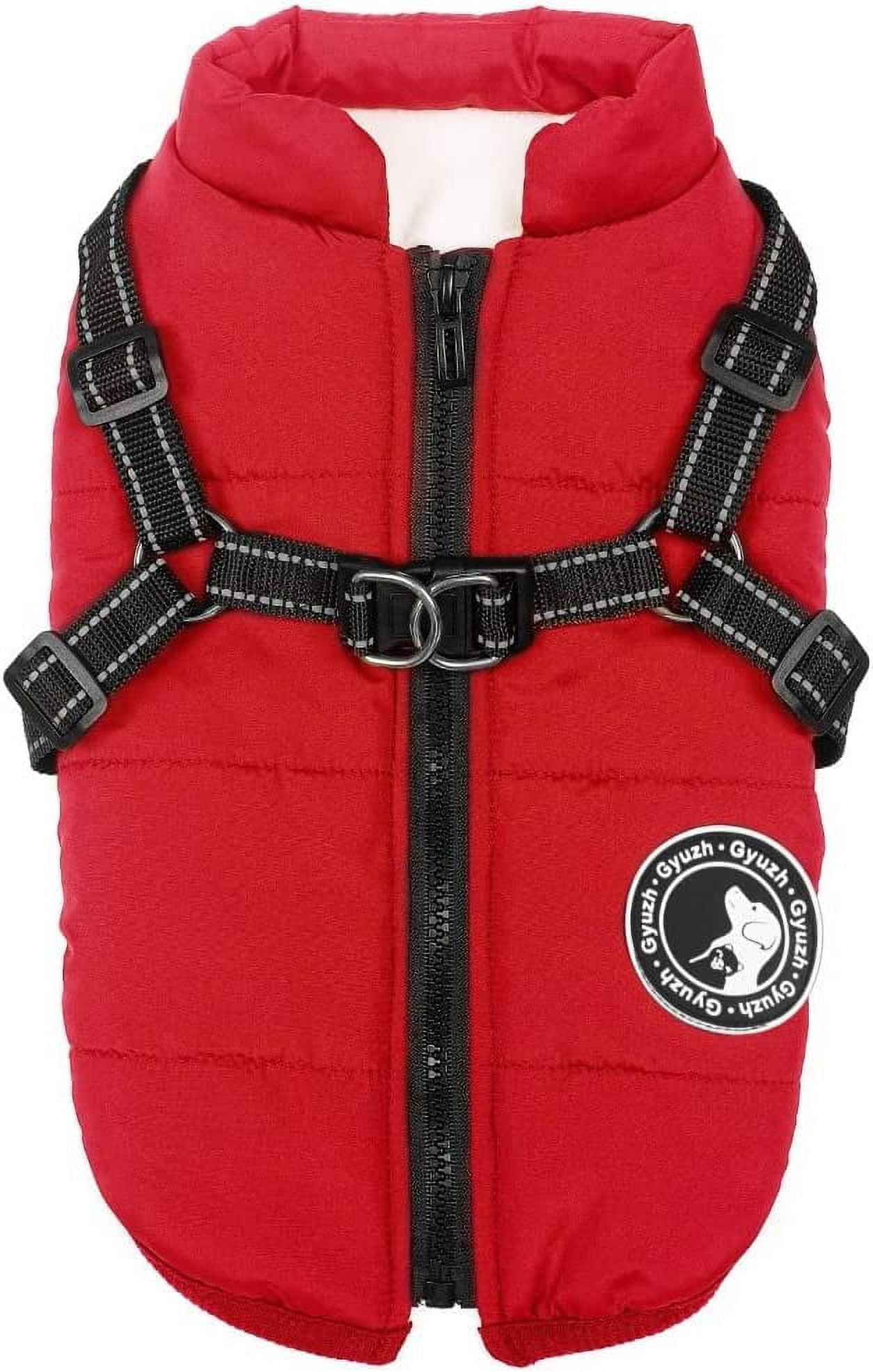 Aosijia Dog Coat with Harness Winter Fleece Dog Jacket Waterproof
