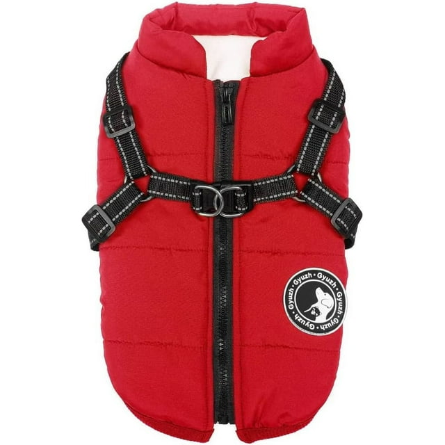 Aosijia Dog Coat with Harness Winter Fleece Dog Jacket Waterproof