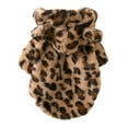 Aosijia Fleece Dog Hoodie Leopard Print Dog Coat Jacket Winter Warm Pet Dog Clothes for Small