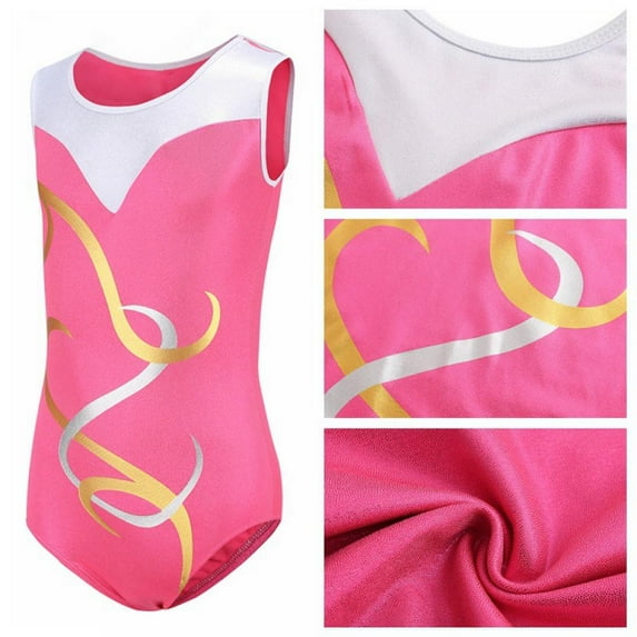 Aosijia Girls Sleeveless Gymnastics Leotards Athletic Ballet Dance Unitard Dancewear Stretchy Gym Suit for Little Girls 5-12Y