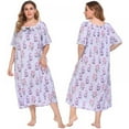 thumbnail image 1 of Aosijia Nightgowns for Women Plus Size Long Floral Print Sleepwear Casual Square Neck Nightshirt with Lace Trim Long Nightdress Short Sleeve House Dress for Ladies 4XL, 1 of 8