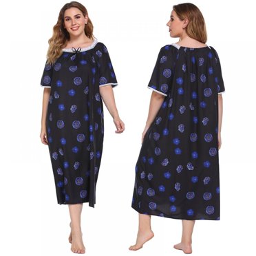 CHUNG Women's Button-Down Nightgown - Short Sleeve, Front Open, Loose Fit, Viscose/Spandex Blend