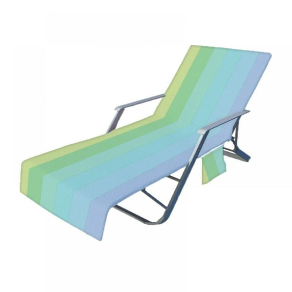 Aosijia Pool Chair Cover with Pockets Striped Portable Beach Chair Towel Cover for Sun Pool Sunbathing Garden Beach Hotel No Sliding