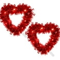 thumbnail image 1 of Aosijia Red Valentine Heart Wreaths with Light Tinsel with Foil Hearts Hanging Valentine's Day Wreaths Decorations for Wedding Birthday Party Front Door Wall Window Mantel Decor, 2 Pack, 1 of 6