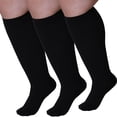 thumbnail image 1 of Aosijia Unisex Compression Socks Plus Size Black 3 Pack Compression Stockings Womens Mens Knee High Support for Sports Workout Running Gym 4XL, 1 of 9