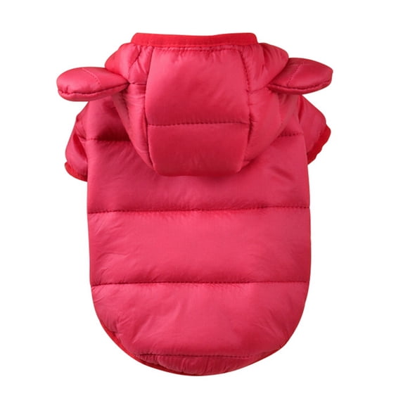 Aosijia Winter Dog Hoodie Coat Pet Warm Down Jacket Small Dog Puppy Cats Cotton Padded Clothes Red M