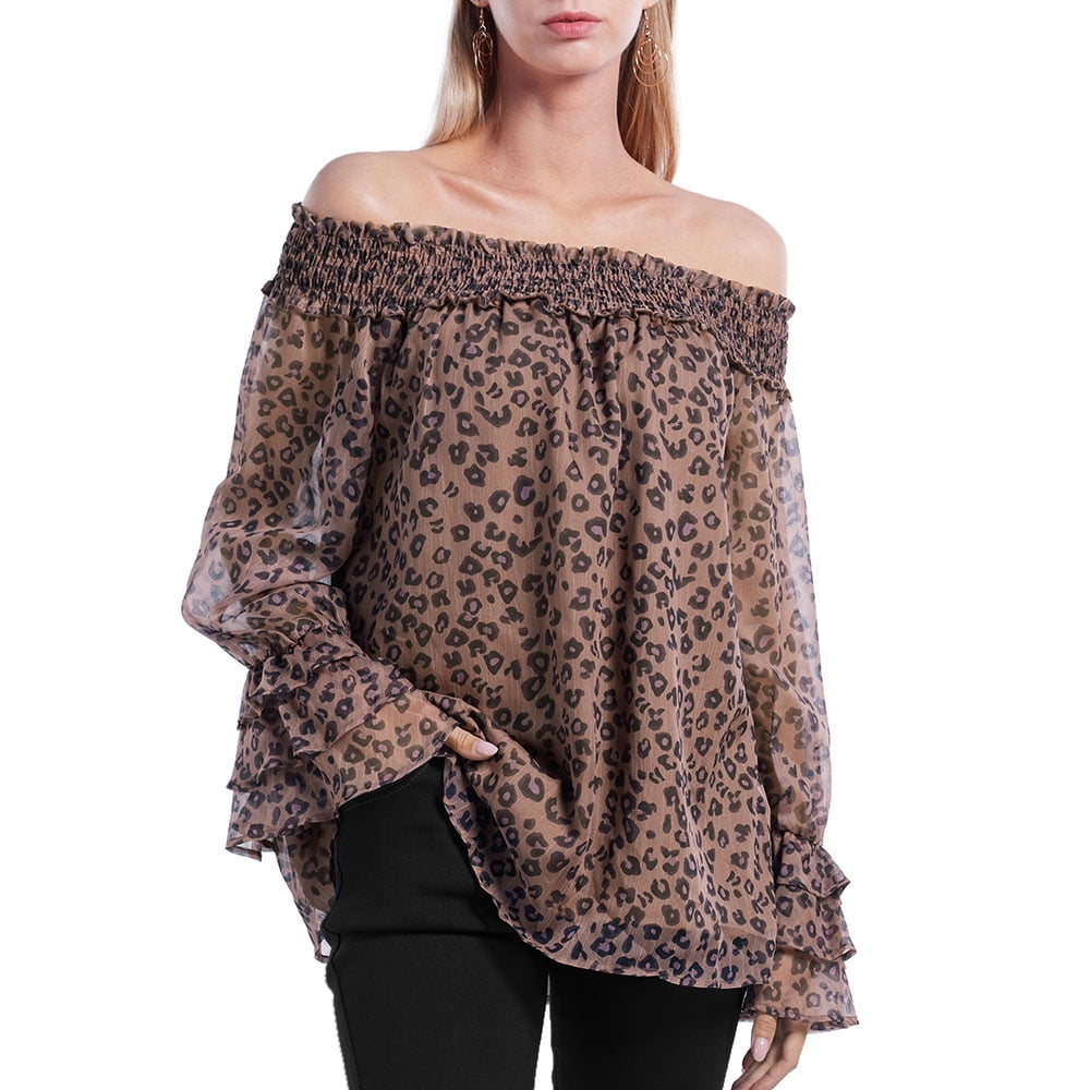 leopard print ruffle blouse
