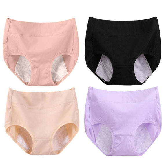 Aosijia Womens Hipster Period Underwear 4 Pack Postpartum Teens Menstrual Panties Female Menstrual Period Panties Leak-Proof Briefs Plus Size Physiological Underpants 6XL