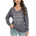 thumbnail image 1 of Aosijia Womens Tops V-neck Raglan Long Sleeve Letter Print Top Pullover Loose Casual T-Shirt Tunic Blouse, 1 of 7