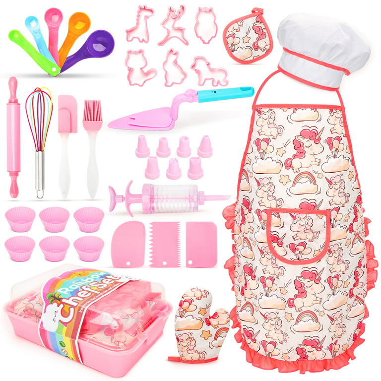 Kids Baking Set Real Cooking Set for Kids , Baking Supplies with Adult and  Kid Aprons - Real Tools for Real Cooking Kids Baking Sets for Girls and