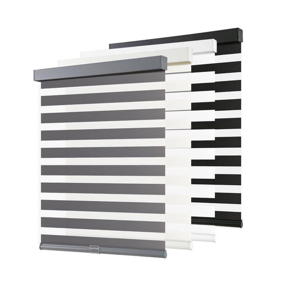Aosky Zebra Blinds Cordless Shades-Dual Layer Light Filtering, Day & Night, Gray Polyester Fabric 58 in. W x 72 in. L